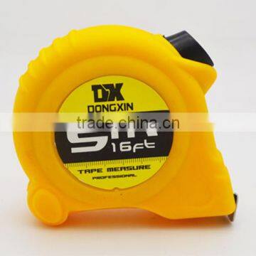Factory new design measuring tape, plastic co-molded with soft rubber case