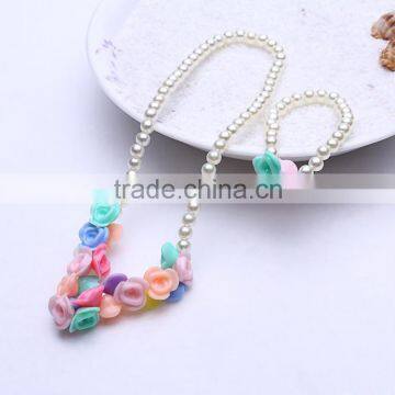 Hot Kids Baby Girls Jewelry Imitation Pearl Beads Cute Flower Necklace Bracelet Lovely Children Set Gift photo-2