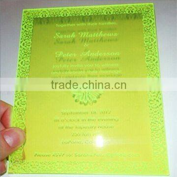 Unique design fluorescent pop acrylic wedding invitation