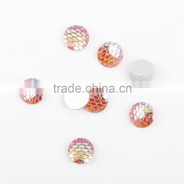 DIY 10mm/12mm ab Color Flat Back Cabochon Fish Scale Resin/plastic/acrylic Cheap Beads photo-3