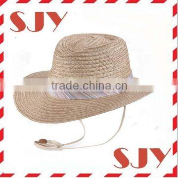 Wholesale Cheap Adjustable Chin Strap Large Brim Straw Cowboy Hat