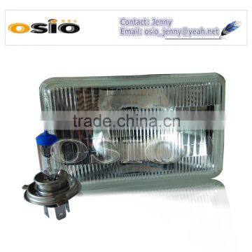 5 Inch Square 12V/24VAuto Halogen Mirror Semi Sealed Beam Auto Halogen Lamp Install H4 or HID H4 Xenon Bulb Headlight