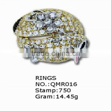 QMR016 Africa Pattern Multi-Color 18k Gold Butterfly Ring Jewelry