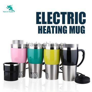 Wholesale 400ml Double Wall Stainless Steel Car Heated Electric Mug/cup Coffee Tea Mug in Hot Selling