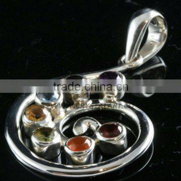 Chakra Spiral Metal Pendant