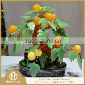 new fashion orange crystal tree carving with green leaf