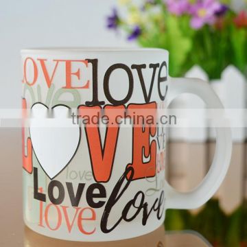 Warmness Christmas printing design frosted Christmas glass mug gift set from Bengbu Cattelan Glassware Factory