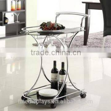 Kitchen Carts Serving Cart with 2 Black Glass Shelves(SC-B-121)