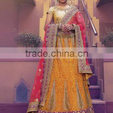 Speedy Mustard Net Lehenga Choli/fancy lehenga choli/Lehenga Choli Wholesaler In India