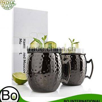 Set of 2 Barrel Style Moscow Mule Mugs - Black - Hammered Effect photo-1