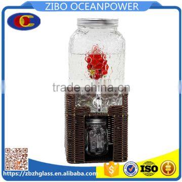 8L embossing square shape party glass water dispenser