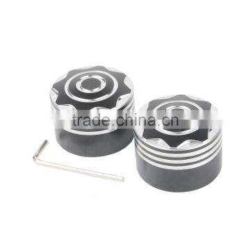 Black Front Axle Nut Covers For Dyna Softail Electra Glide Trike