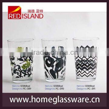 2015 OEM flower designs Screen printing glass cups/Wholesale beverage cup