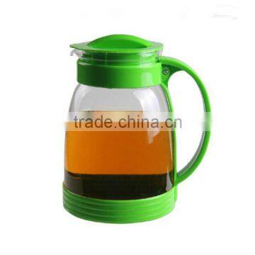 Glass jug with plastic handle glass teapot with plastic handle cheap water galss jug with lid