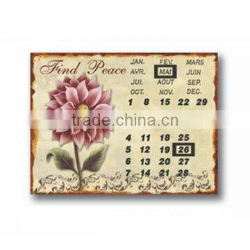 Retro Metal Sign Tin Sign Calendar Floral Metal Sign Wall Plaque