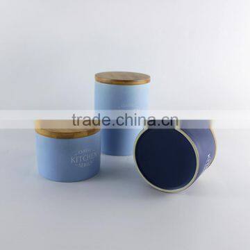 Factory Direct Wholesale Modern Design 3 Layer Mason Ceramic Candy Jar With Wooden Lid photo-5