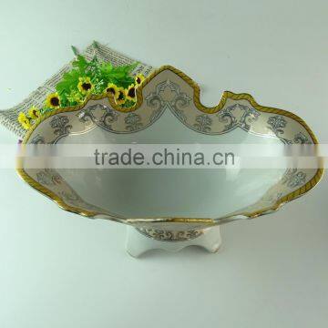 Wholesale Stocked White Ceramic Cake Stand for Food, Porcelain Fruit Plate With Gold Line,wedding Cake Use photo-2