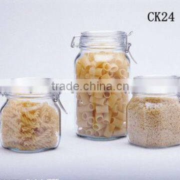 Damp proof glass cookie jar with clip top