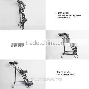 Garden Yard Decor Orgnized 3-Tiered 1-Rack Folded Plant Pots Tray Unit Metal Flower Stand photo-6