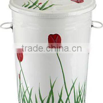 75L Large Vintage Galvanized Metal Trash Can Garbage Bin Waste Bin With Handle photo-2