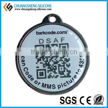 unique QR code laser engraving silicone pet id tag with metal plate