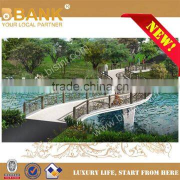 S-shaped Curve Landscape Bridge with Carved Iron Fence, Metal Construction Bridge for Design(BF08-Y10008)