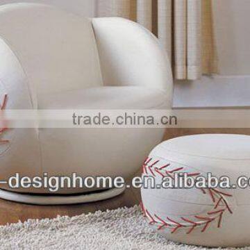 WHITE/RED BASEBALL PVC/WOODEN KID ONE SEAT SOFA