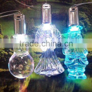 acrylic crystal LED 7colors flashing angel snowman santa Xmas tree hanging ornaments