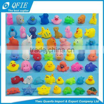 Promotional colorful cheap soft mini lovely animal shape rubber bath toys for baby