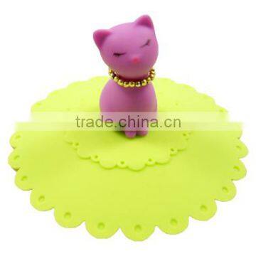 Food Grade Silicone Rubber Anti-dust Airtight Seal Silicone Drink Cup Lids With Cat Head Shape photo-6