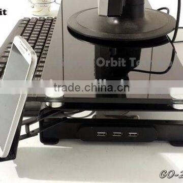 Monitor Computer Stand With USB Hubs & Plug, Tempered Glass photo-4