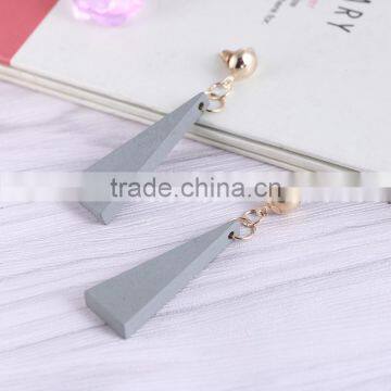 Korea Style Stud Personality Triangle Wooden Earrings photo-2