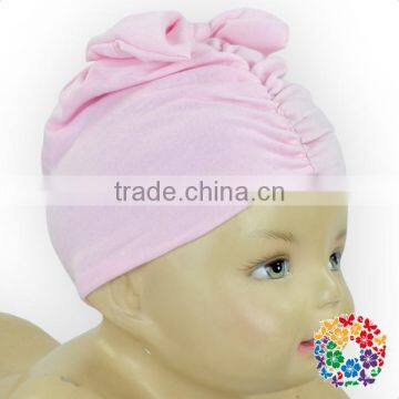 New Fashion Baby Solid Pink Color Caps Infants Cotton Beanies Caps With Big Bow Boutique Winter Baby Hat Caps