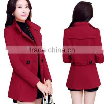 New 2015 Fashion Slim Fit Thick Woolen Coat Women Warm Jackets Color Coats Woman