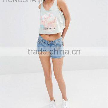 Lady Summer Print Vest Bow Tie Back Ladies Tank Top HST2387