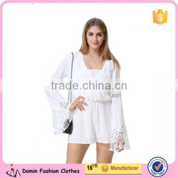 Casual Wrap Crochet Flare Sleeves White Colour Playsuit photo-1