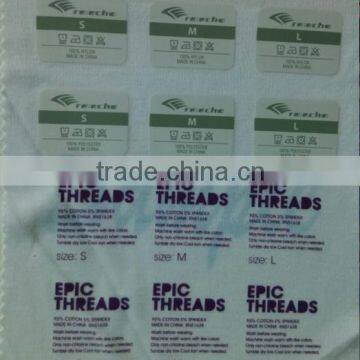 60 degree washing label transfer / heat transfer label stickers