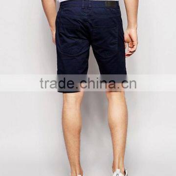 Hot Sale Latest Custom Side Slant Pocket Men's Navy Slim Fit 65% Cotton 35% Polyester Stretch Twill Concealed Fly Casual Shorts photo-2