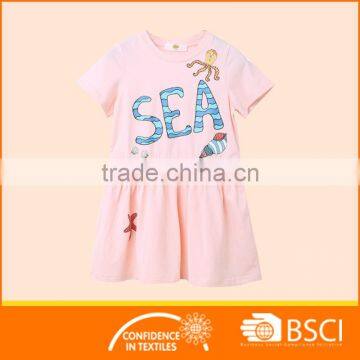 Children Wear Pink Printed Cotton Baby Girl Dress