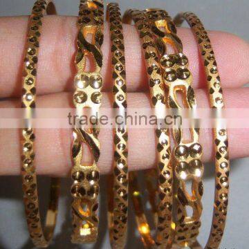 Set of 6 GOLD tone INDIAN BRACELET BANGLES KADA #D28