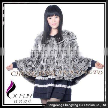 CX-B-127 Rex Rabbit Fur Clothes/ Women Fashion Fur Cape Shawl