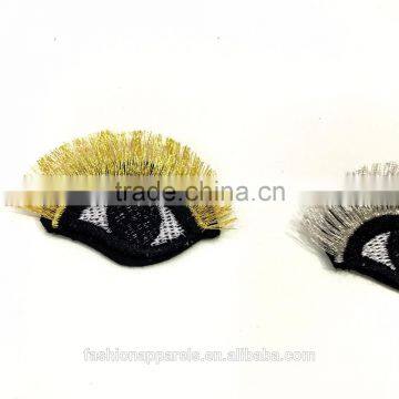 Custom High Quality Embroidered Golden Eyelash Eye Patch for Clothes Embroidery Patch Made in China Choose Size/color photo-4