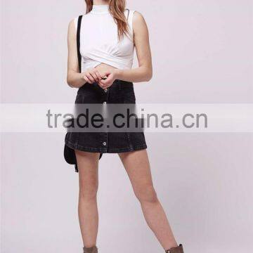 New Arrival Latest Design Button Through Skirts A Line Dark Blue Skirts Special Brand Skirts photo-5