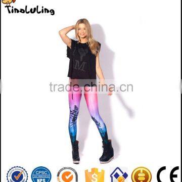 Free size Fashion Women's pink coco tree rainbow prints elastic bodybuilding sexy Girl legging pants