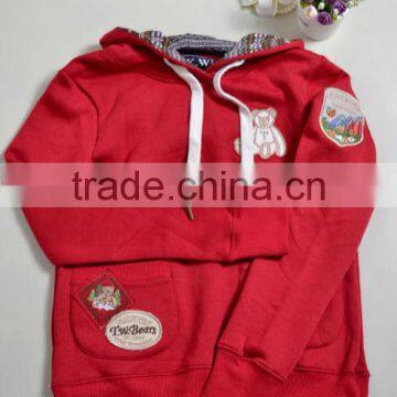 2014 kids autumn winter red Cotton fleece coat