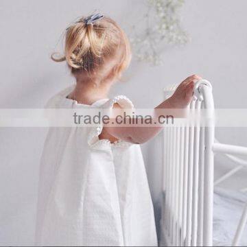 Boutique Baby Frock Design Plain White Western Dress Cotton Girls Party Dresses photo-2