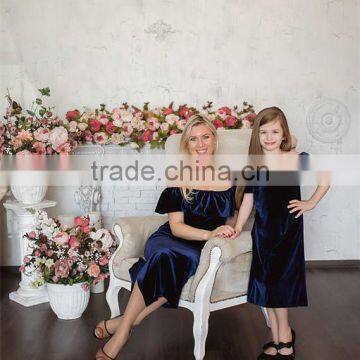 Velvet Fabric Mother Daughter Matching Dress Women Maxi Dress Family Look photo-2