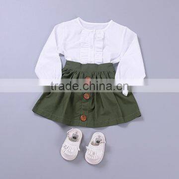 S33584W Boutique Girls Clothing Sest White Blouse+shirts Summer Clothing Sets photo-2