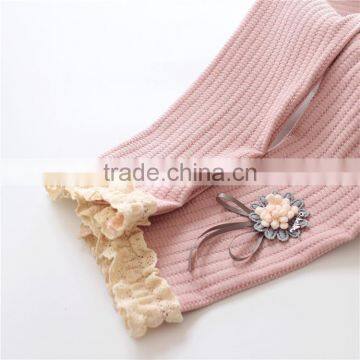 S32832W 2017 Spring Flower Girl Pants Baby Girls Leggings Kids Cotton Lace Bowknot Trousers photo-3