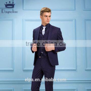 Daynoliao 2016 Latest Design Navy Stripe Slim Fit Wholesale 3 Pieces Men's Suits photo-5